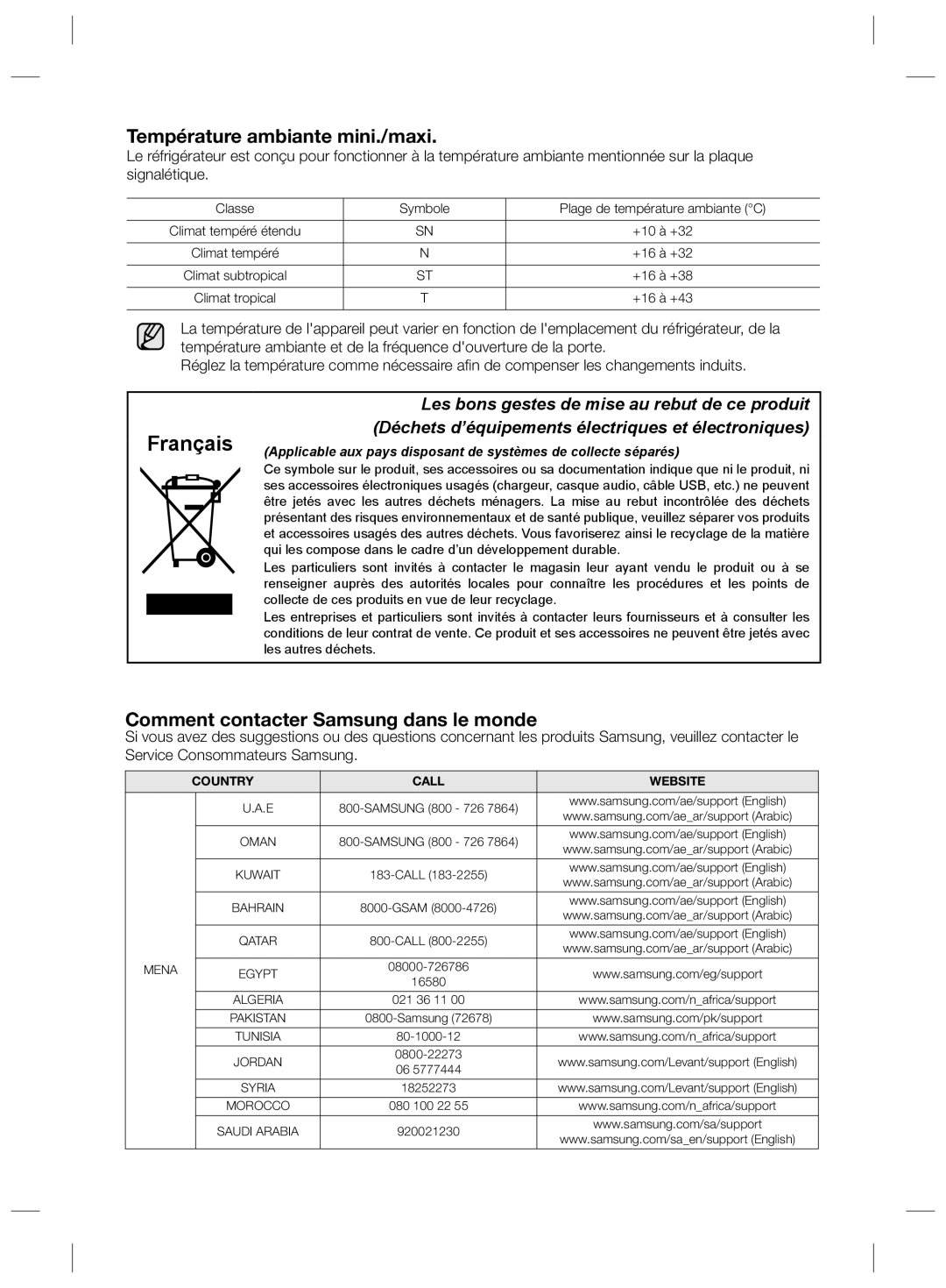 Samsung RZ28H6150WW/SG, RZ28H61507F/LR, RZ28H61507F/ZA, RZ28H6150WW/ZA, RZ28H6150SP/MR manual Français 