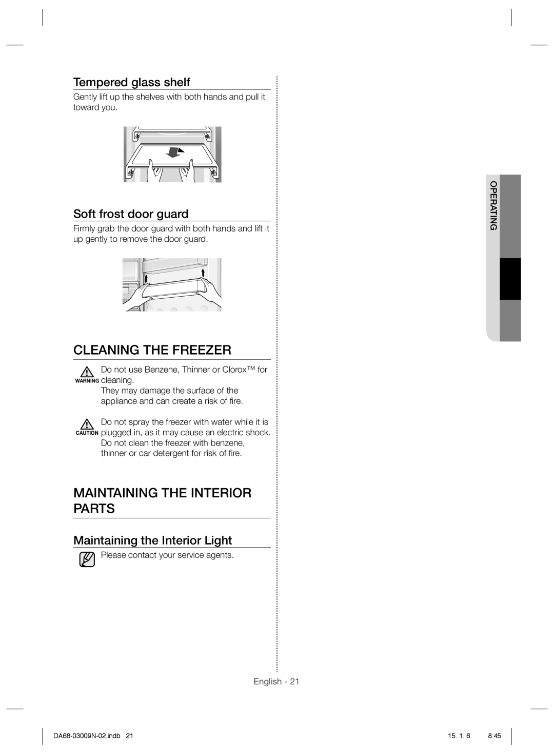 Samsung RZ28H6150SP/ML manual Cleaning the Freezer, Maintaining the Interior Parts, Please contact your service agents 