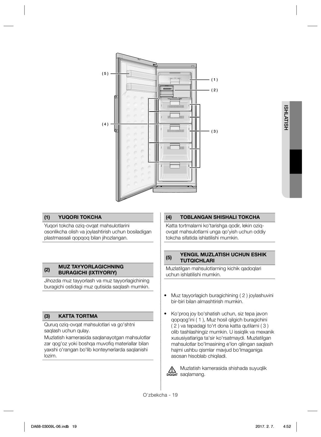 Samsung RZ28H61607F/WT, RZ28H6160SS/WT manual Yuqori Tokcha 