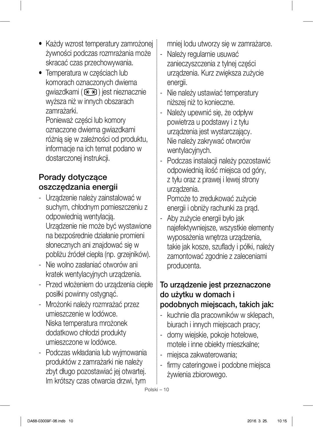 Samsung RZ28H6150SS/EO, RZ28H6165SS/EO, RZ28H6165SS/WS, RZ28H6050SS/EO manual Porady dotyczące oszczędzania energii 