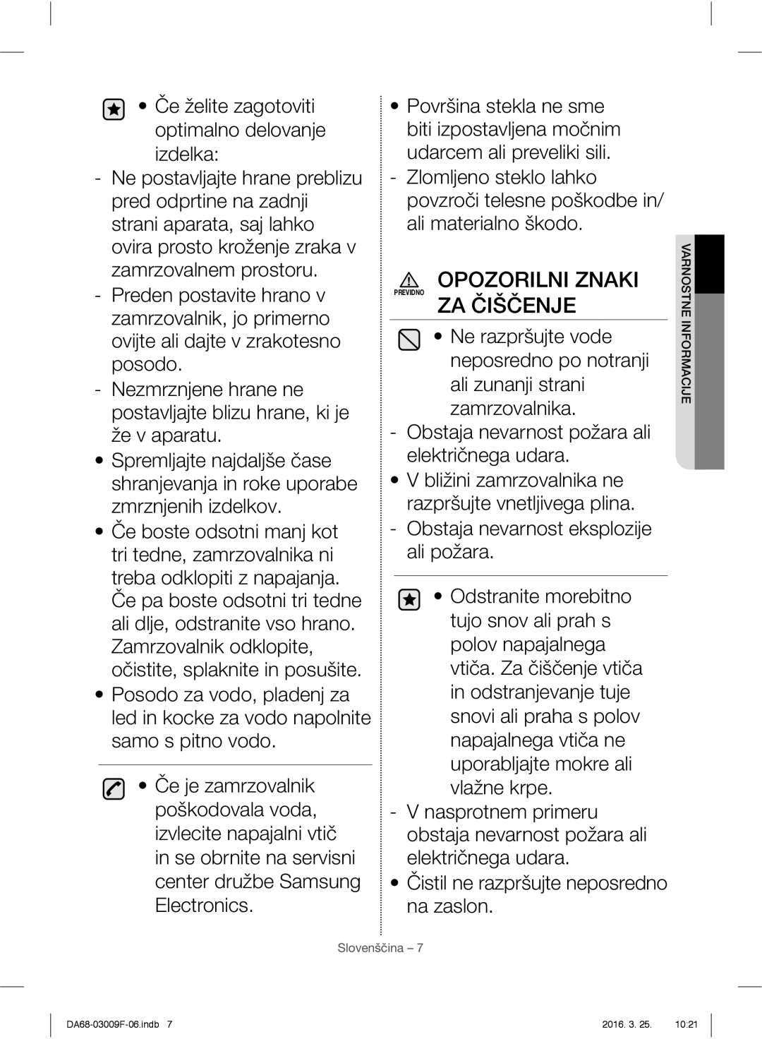 Samsung RZ28H6050SS/EO, RZ28H6165SS/EO, RZ28H6165SS/WS, RZ28H6150SS/EO manual ZA Čiščenje 