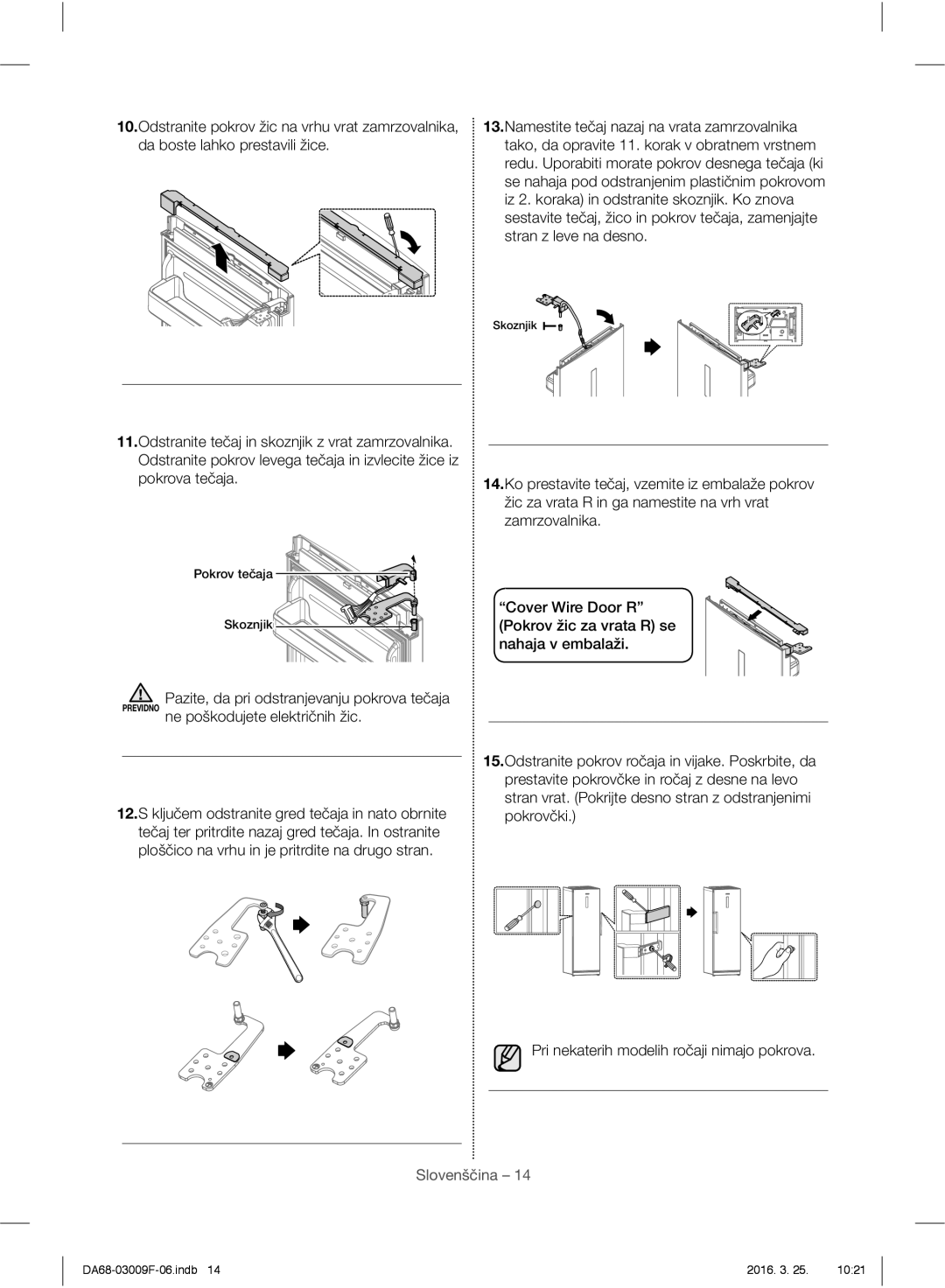 Samsung RZ28H6150SS/EO, RZ28H6165SS/EO, RZ28H6165SS/WS, RZ28H6050SS/EO manual Pokrov tečaja Skoznjik 