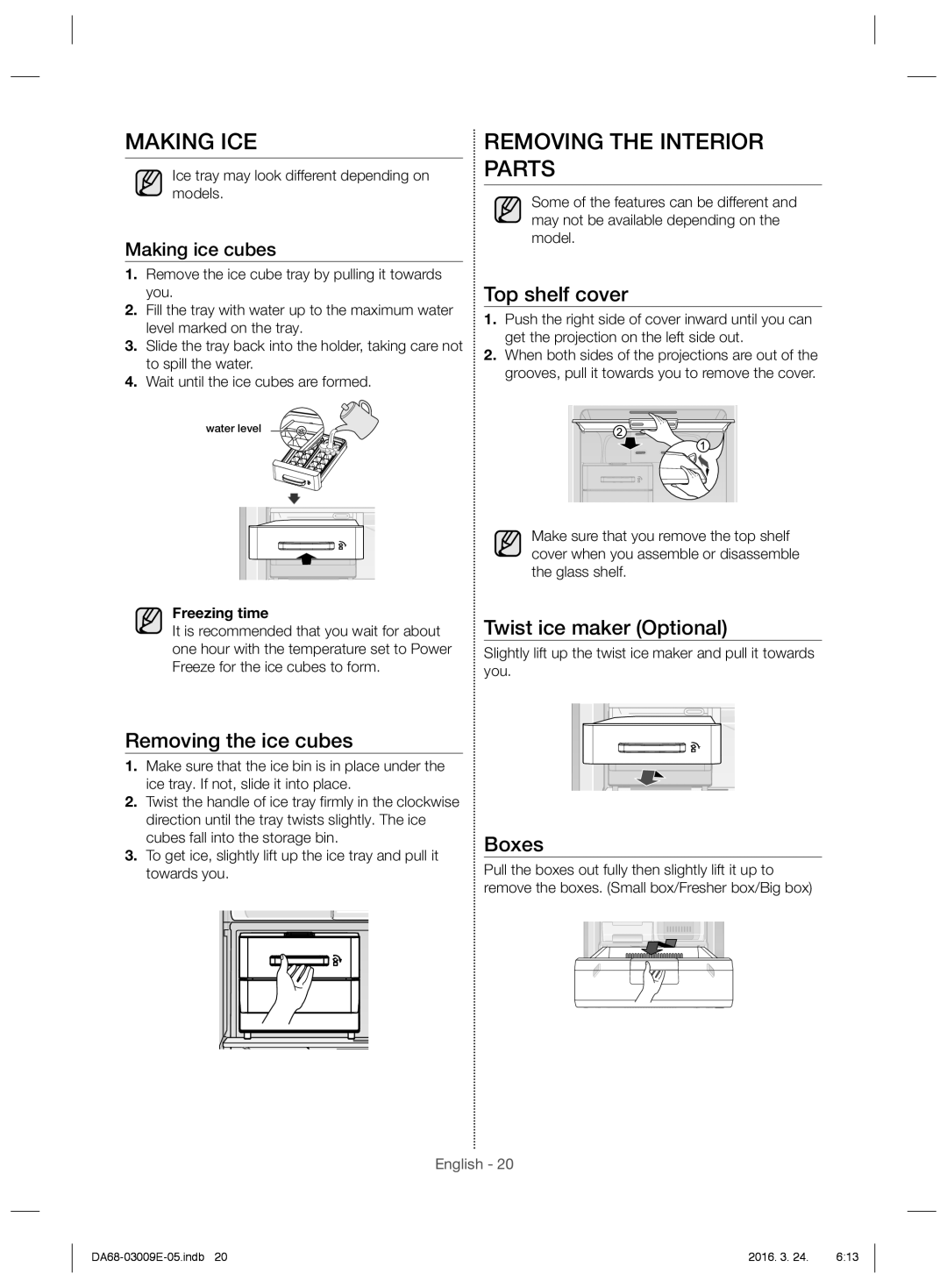 Samsung RZ28H6165SS/ES, RZ28H6005WW/ES, RZ28H6000WW/ES, RZ28H6000SS/ES manual Making ICE, Removing the Interior Parts 