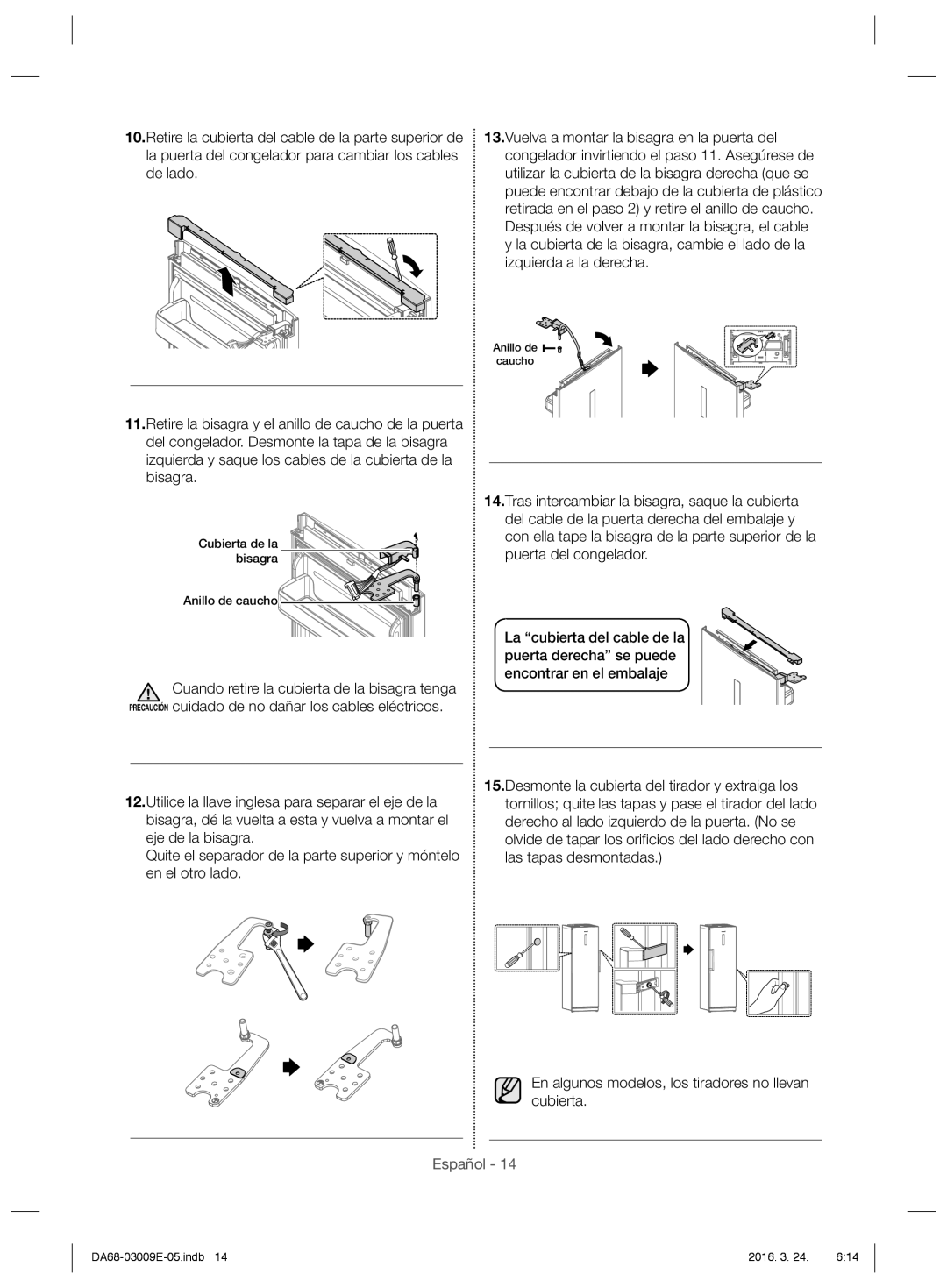 Samsung RZ28H6000WW/ES, RZ28H6165SS/ES, RZ28H6005WW/ES, RZ28H6000SS/ES, RZ28H6050SS/ES manual Anillo de caucho 