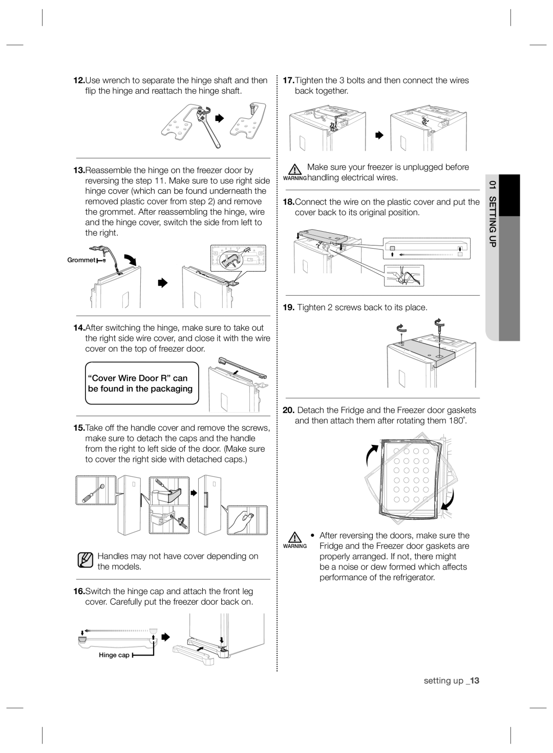 Samsung RZ2993ATCSR/ES, RZ2993ATCWW/EF, RZ2993ATCWW/ES manual Handles may not have cover depending on the models 