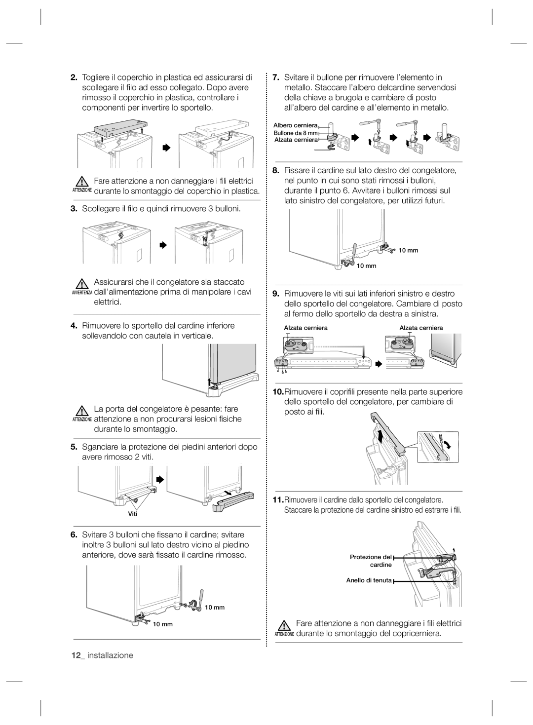 Samsung RZ2993ATCWW/ES, RZ2993ATCWW/EF, RZ2993ATCSR/ES manual Scollegare il filo e quindi rimuovere 3 bulloni, Elettrici 