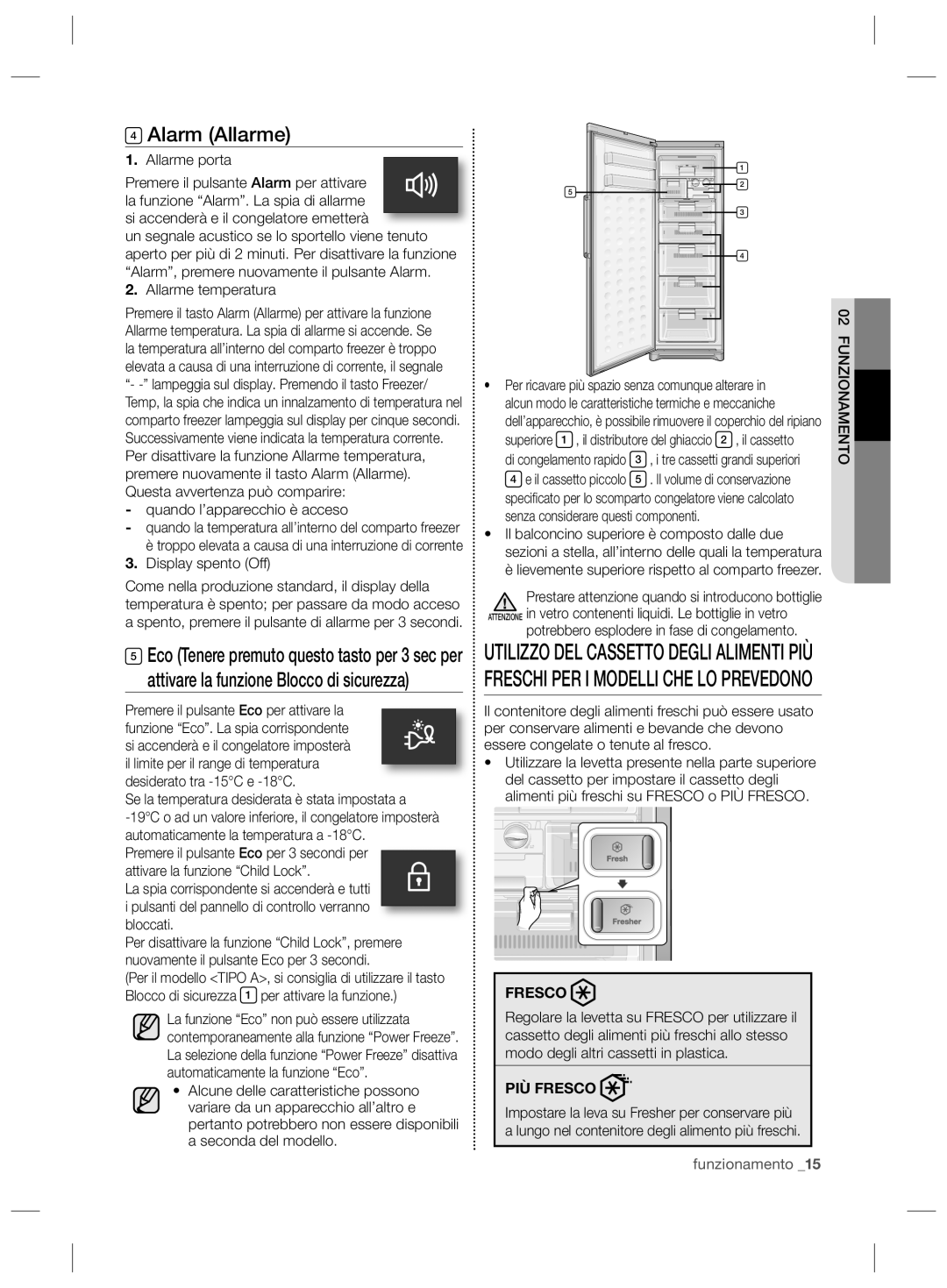 Samsung RZ2993ATCWW/ES, RZ2993ATCWW/EF, RZ2993ATCSR/ES manual Alarm Allarme 