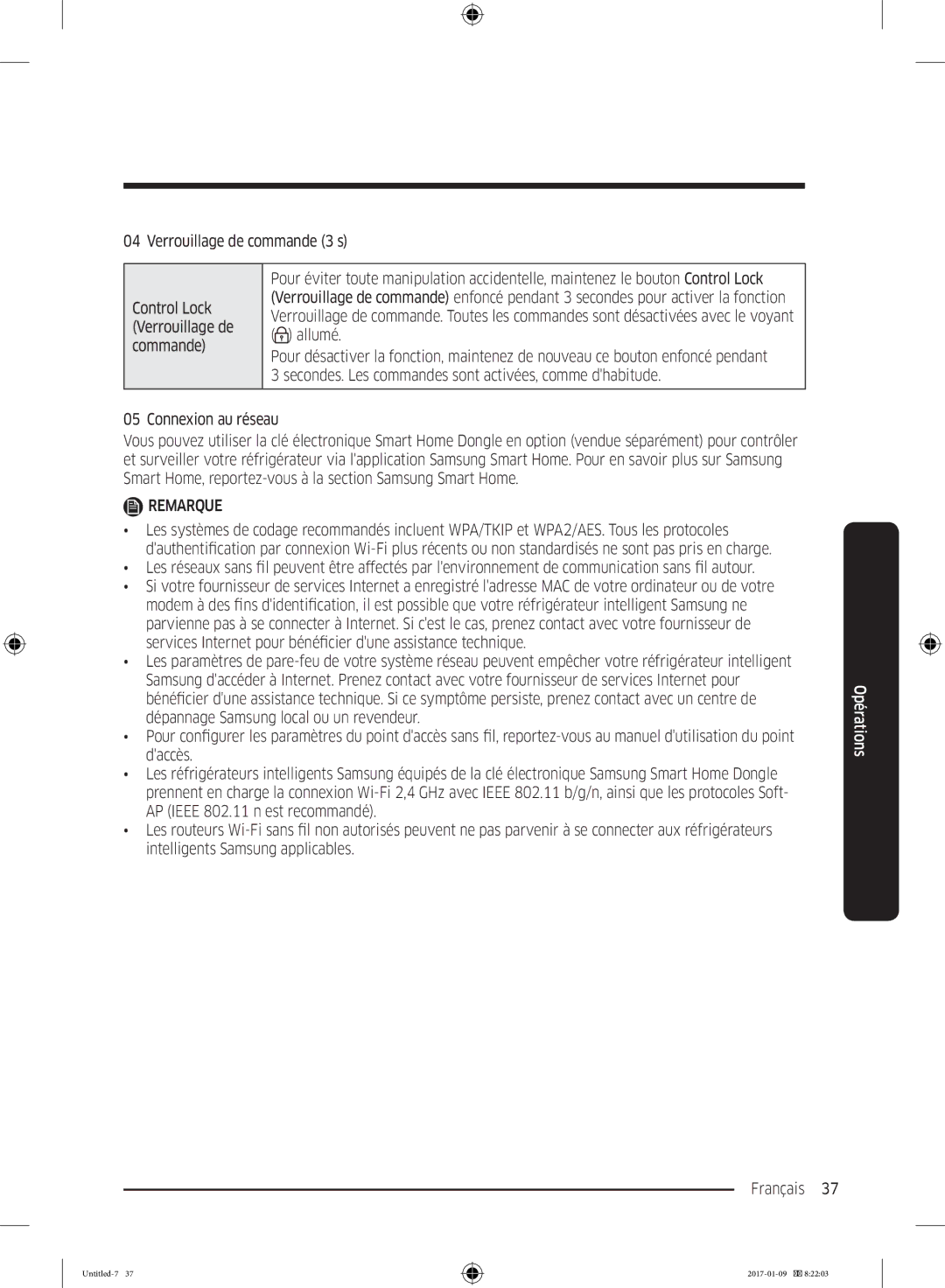 Samsung RZ32M7000SA/EF manual Remarque 