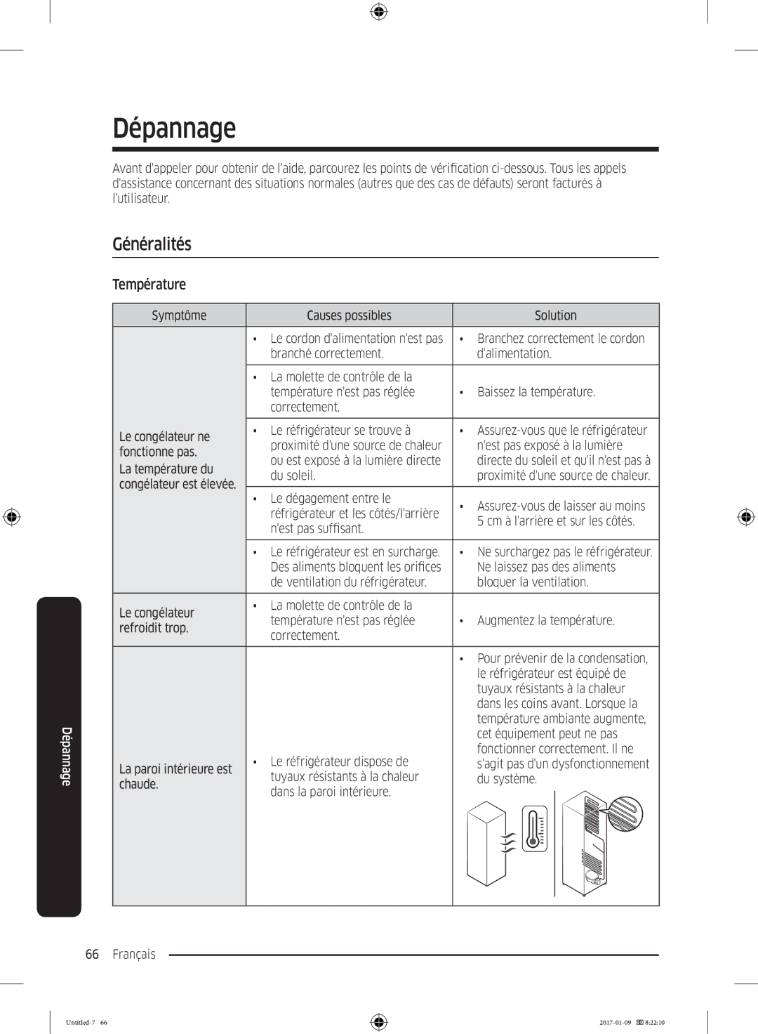 Samsung RZ32M7000SA/EF manual Généralités, Température 