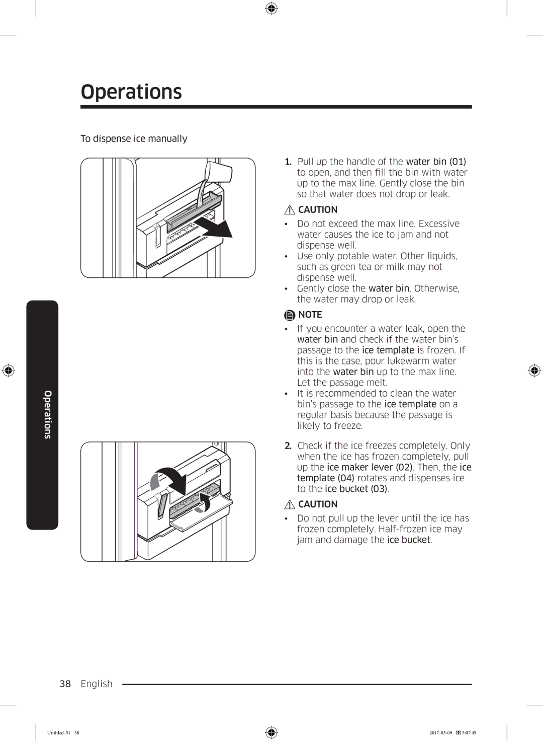 Samsung RZ32M75357F/EE, RZ32M7005WW/EG, RZ32M71257F/EG, RZ32M7000WW/EF, RZ32M7105WW/EF To dispense ice manually 