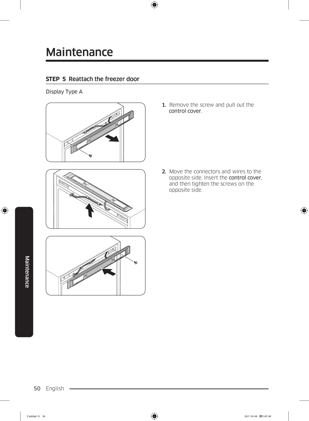 Samsung RZ32M7105S9/EF, RZ32M7005WW/EG, RZ32M71257F/EG, RZ32M7000WW/EF, RZ32M7105WW/EF manual Reattach the freezer door 