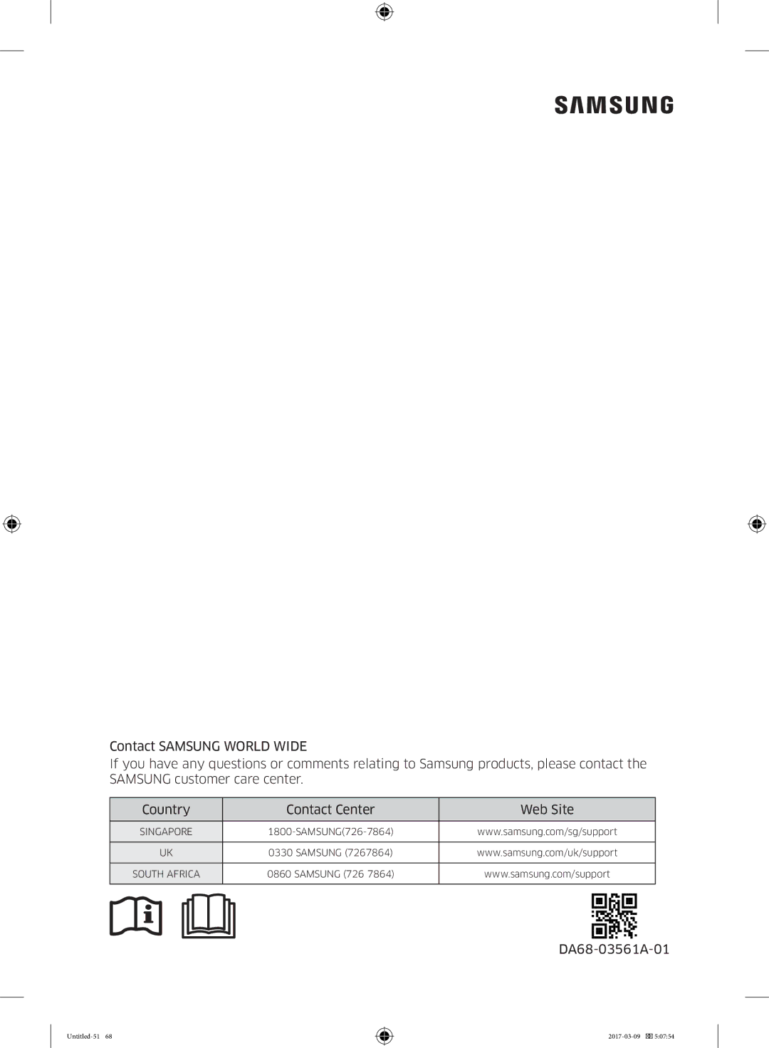 Samsung RZ32M7110SA/WT, RZ32M7005WW/EG, RZ32M71257F/EG, RZ32M7000WW/EF, RZ32M7105WW/EF, RZ32M7105S9/EF manual DA68-03561A-01 