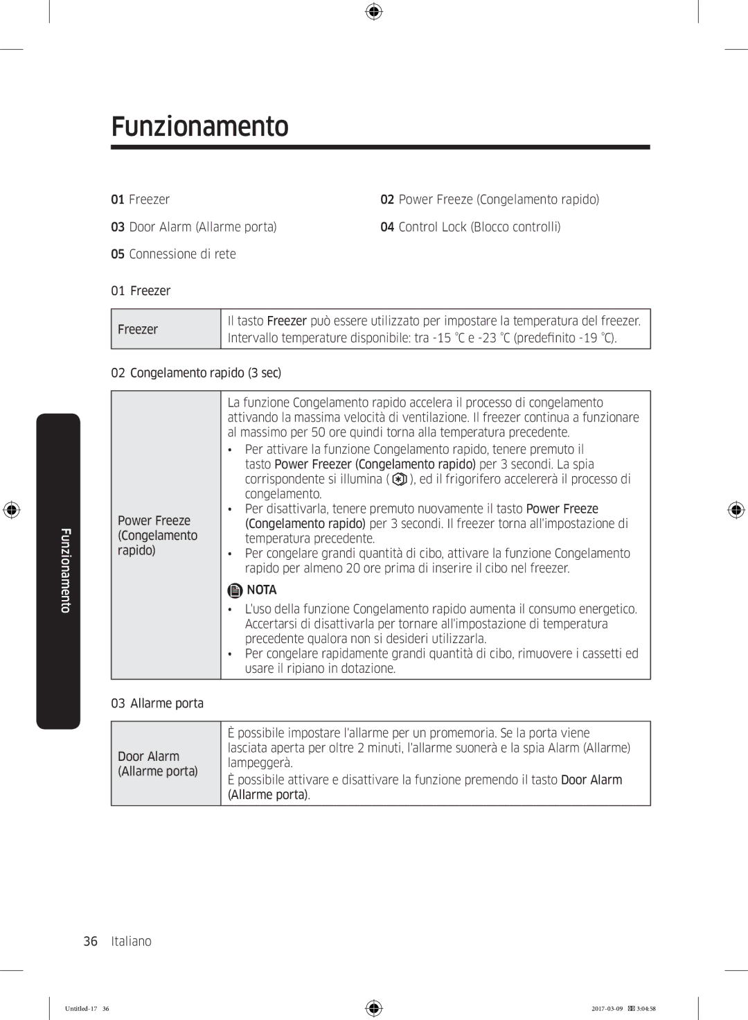 Samsung RZ32M7135S9/ES, RZ32M71207F/ML manual Freezer, Congelamento rapido 3 sec 