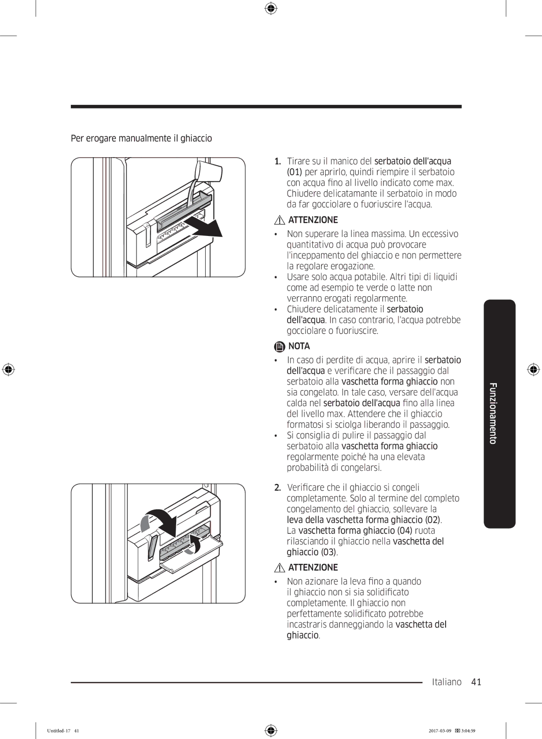 Samsung RZ32M71207F/ML, RZ32M7135S9/ES manual Attenzione 