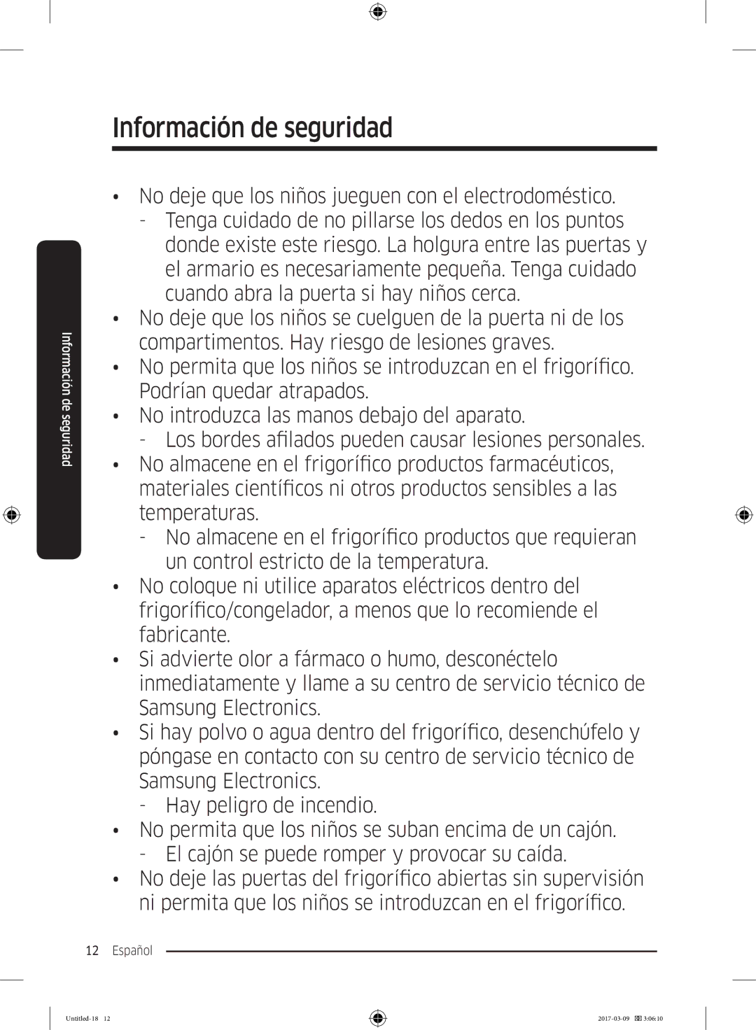 Samsung RZ32M7135S9/ES, RZ32M71207F/ML manual Información de seguridad 