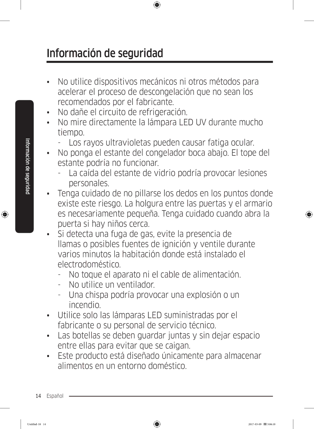 Samsung RZ32M7135S9/ES, RZ32M71207F/ML manual Información de seguridad 