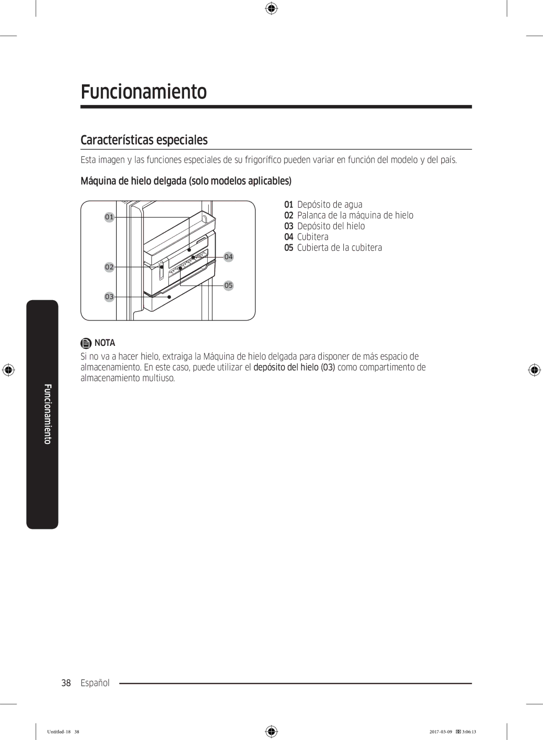 Samsung RZ32M7135S9/ES, RZ32M71207F/ML manual Características especiales, Máquina de hielo delgada solo modelos aplicables 