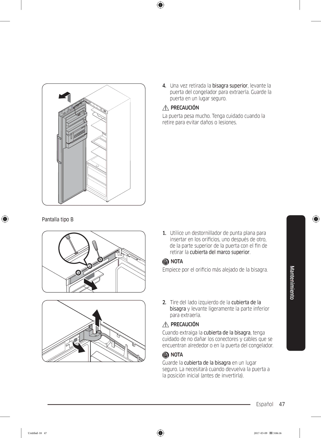 Samsung RZ32M71207F/ML, RZ32M7135S9/ES manual Pantalla tipo B 