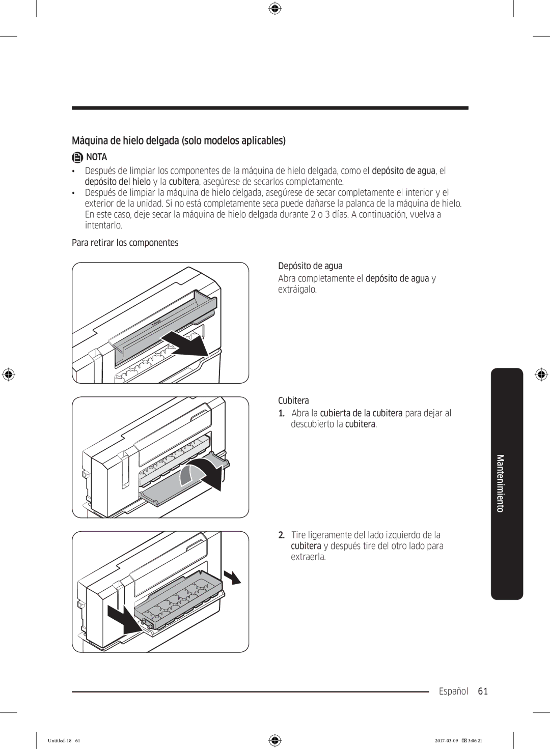 Samsung RZ32M71207F/ML, RZ32M7135S9/ES manual Máquina de hielo delgada solo modelos aplicables 