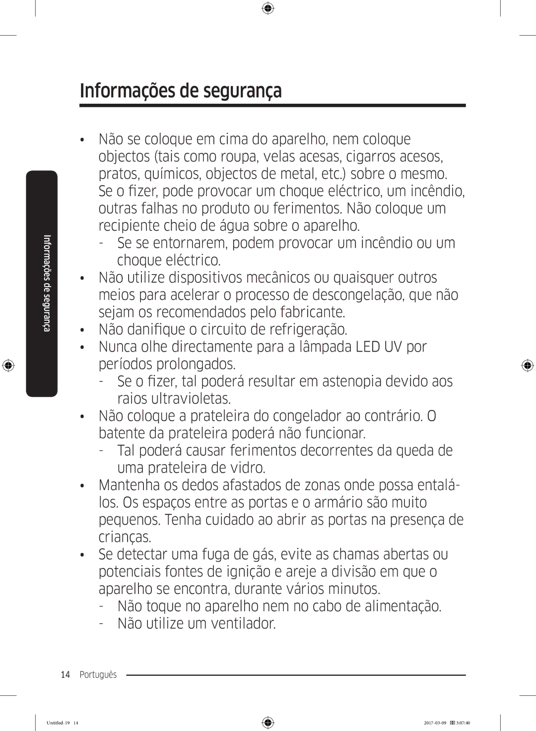 Samsung RZ32M7135S9/ES, RZ32M71207F/ML manual Informações de segurança 