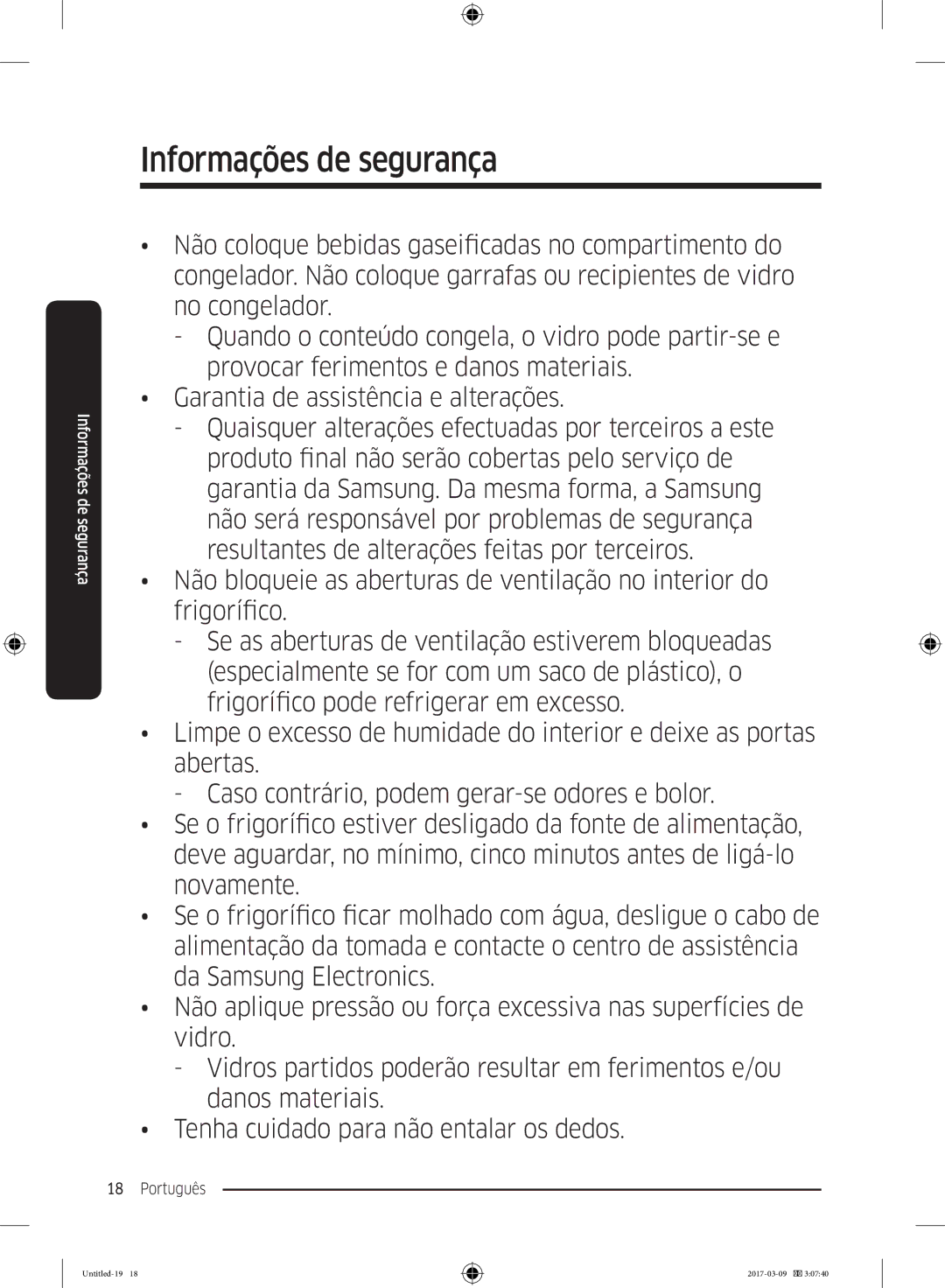 Samsung RZ32M7135S9/ES, RZ32M71207F/ML manual Informações de segurança 