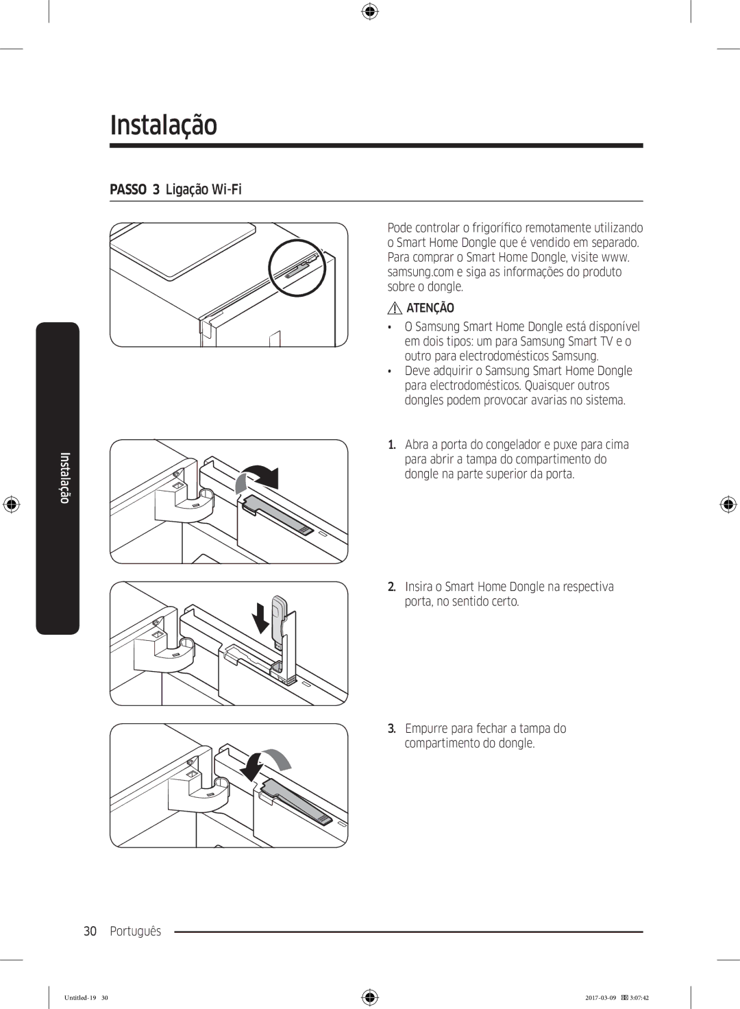 Samsung RZ32M7135S9/ES, RZ32M71207F/ML manual Passo 3 Ligação Wi-Fi, Atenção 