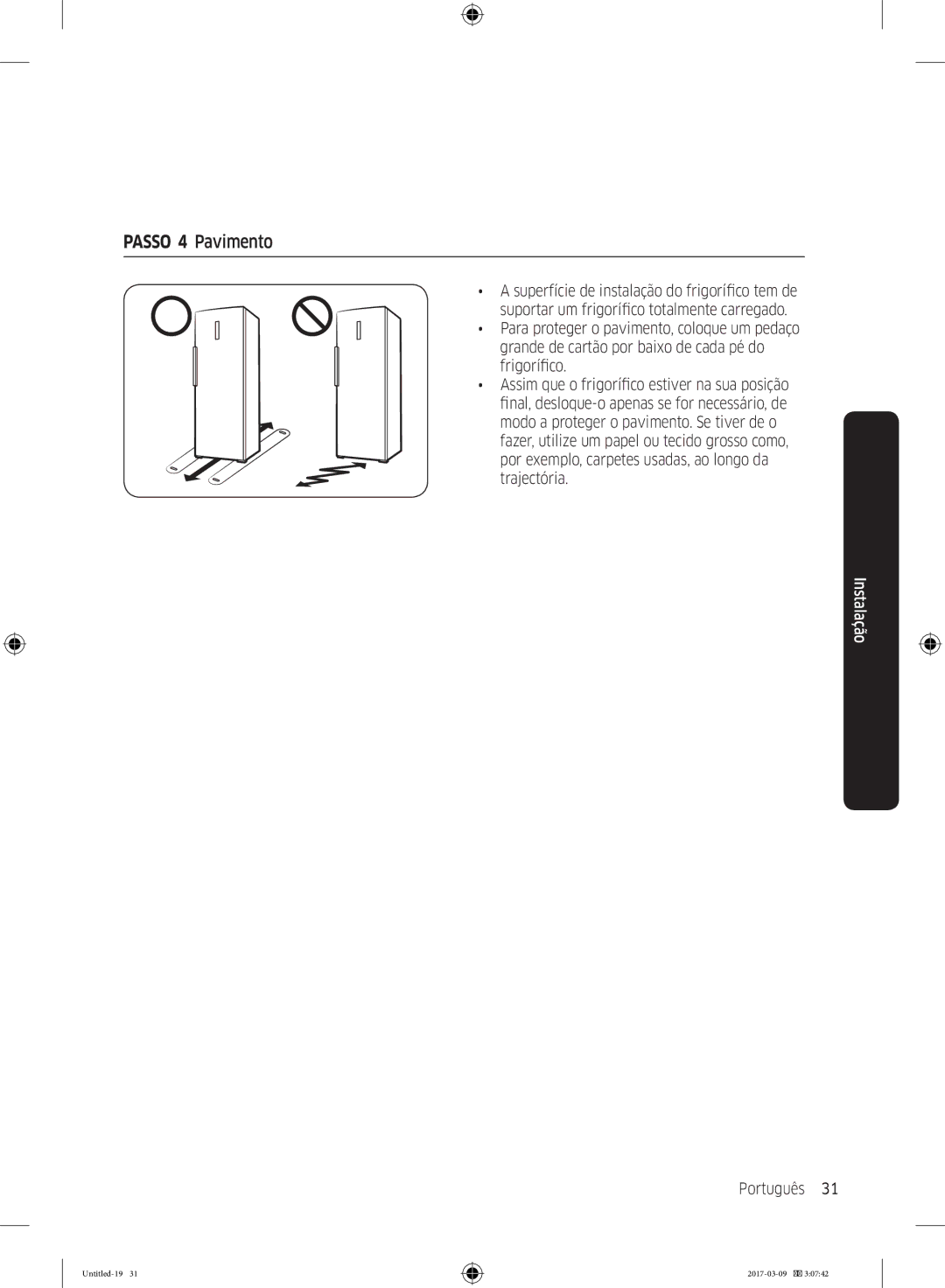 Samsung RZ32M71207F/ML, RZ32M7135S9/ES manual Passo 4 Pavimento 