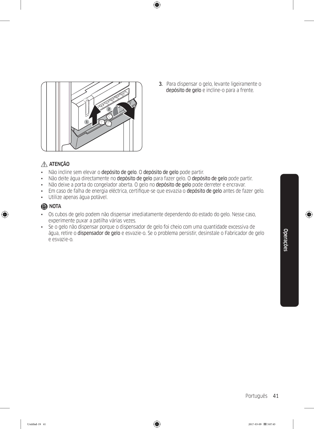 Samsung RZ32M71207F/ML, RZ32M7135S9/ES manual Utilize apenas água potável 