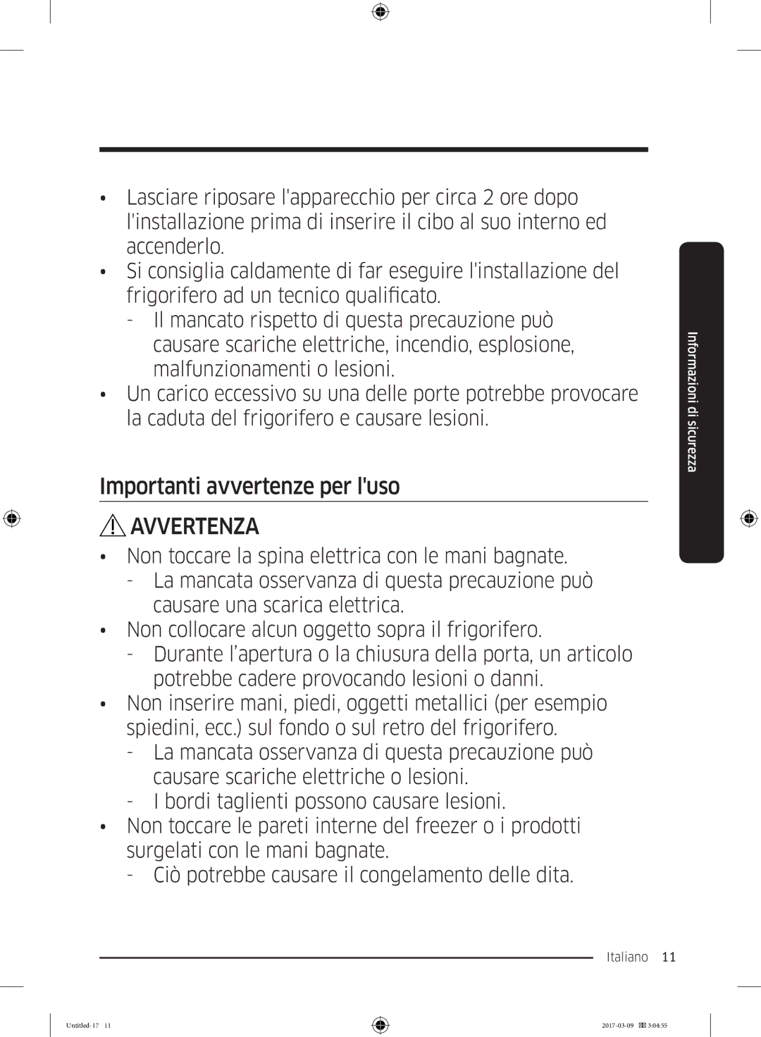 Samsung RZ32M71207F/ML, RZ32M7135S9/ES manual Importanti avvertenze per luso 