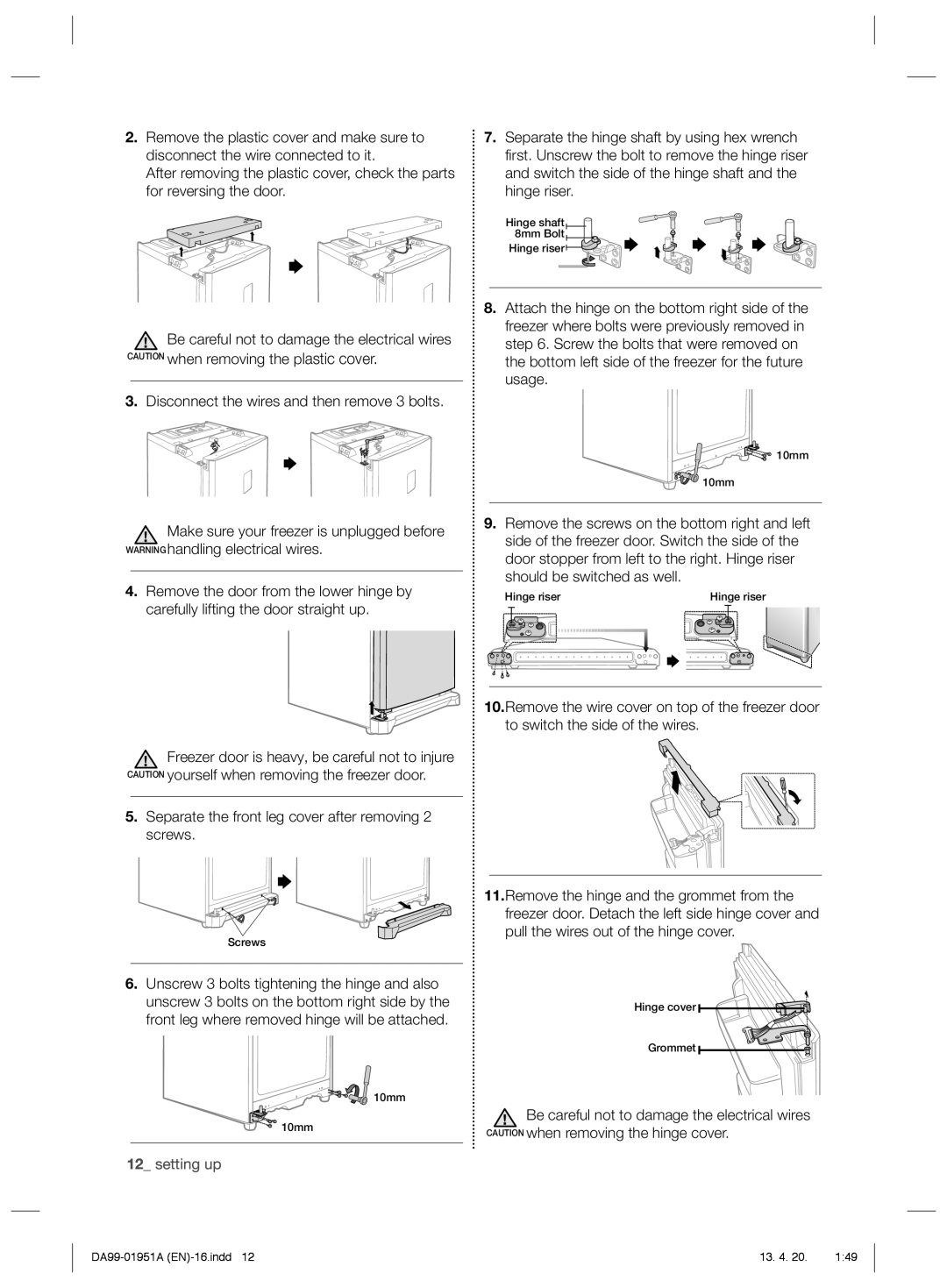 Samsung RZ60EESW1/SML manual Separate the front leg cover after removing 2 screws 