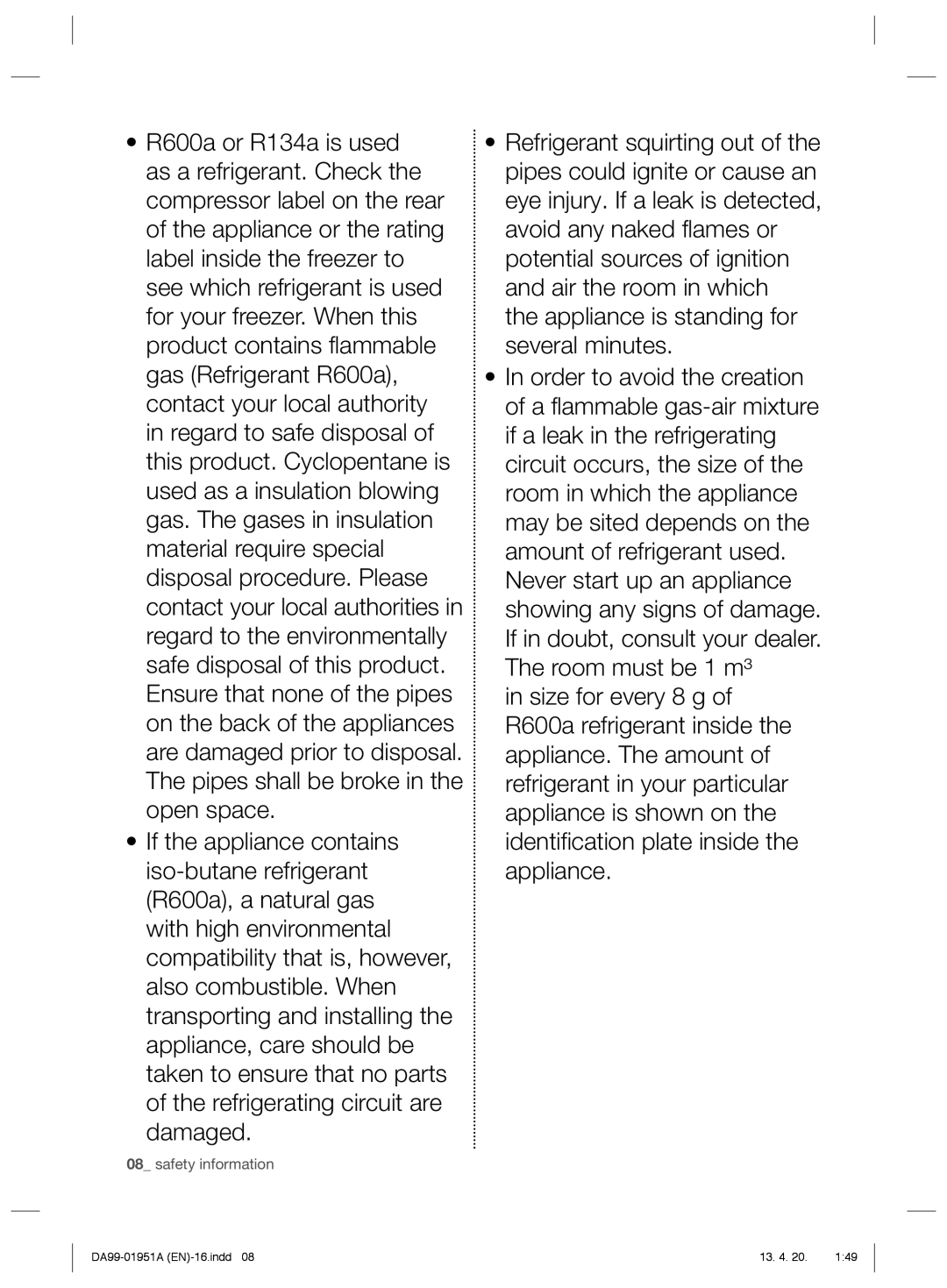 Samsung RZ60EESW1/SML manual Safety information 