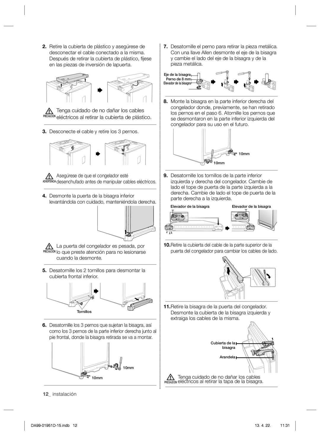 Samsung RZ80EEIS1/XES, RZ60FJSW1/XES, RZ80FHRS1/XES, RZ80FJSW1/XES, RZ80EERS1/XES manual Asegúrese de que el congelador esté 