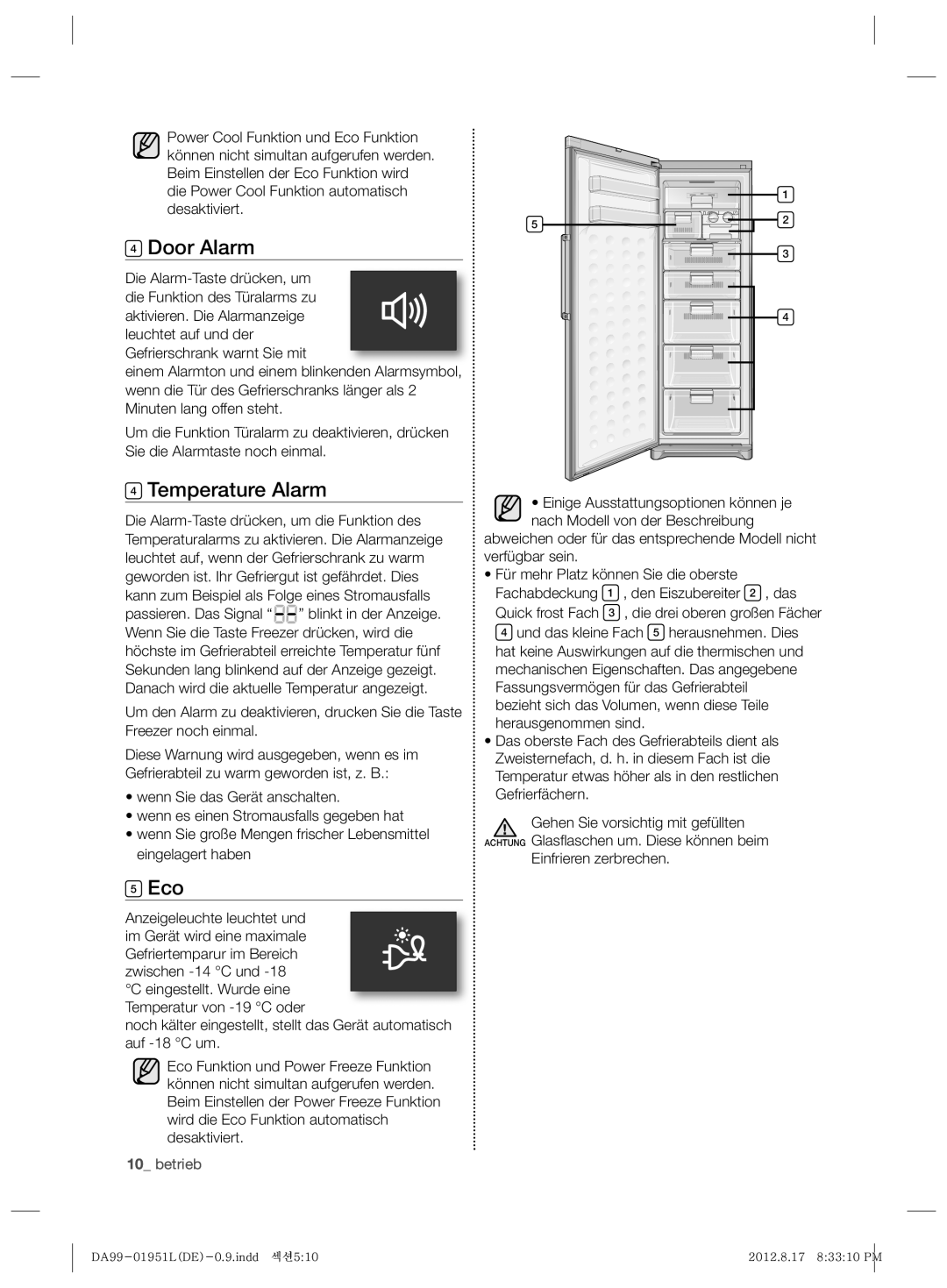 Samsung RZ80VEPN1/XEG, RZ80AHPN1/XEG, RZ80EEPN1/XEF manual Anzeigeleuchte leuchtet und, Einfrieren zerbrechen 