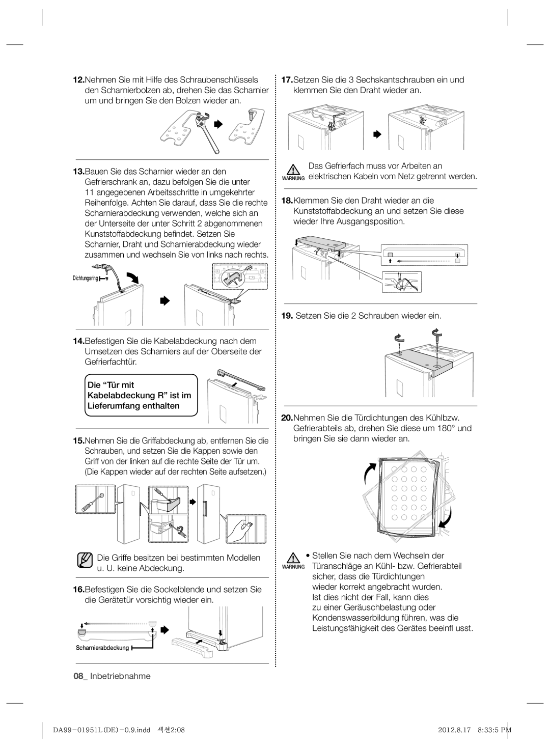 Samsung RZ80EEPN1/XEF, RZ80AHPN1/XEG, RZ80VEPN1/XEG manual Scharnierabdeckung 