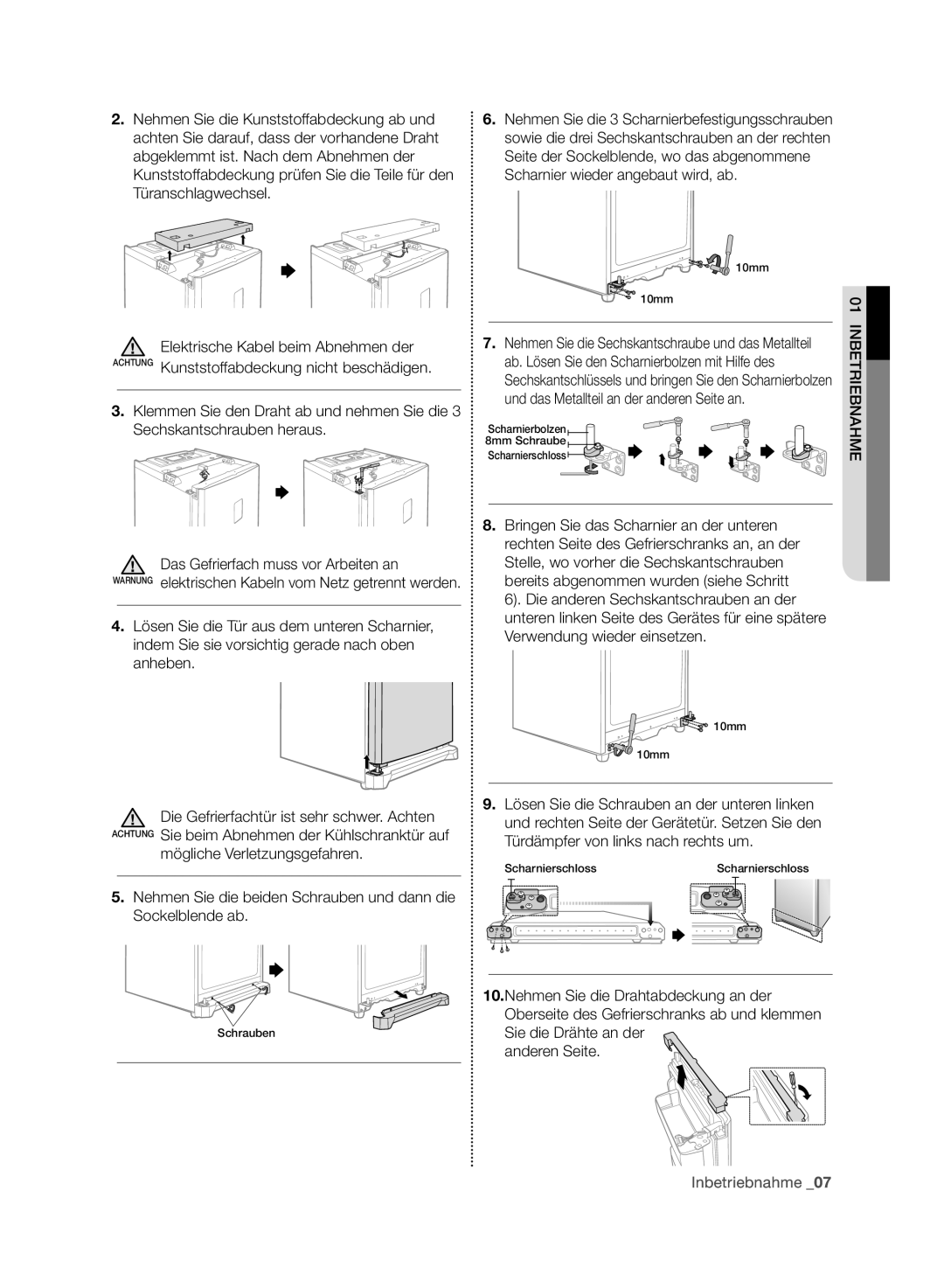 Samsung RZ80AHPN1/XEG manual Das Gefrierfach muss vor Arbeiten an, Anderen Seite 