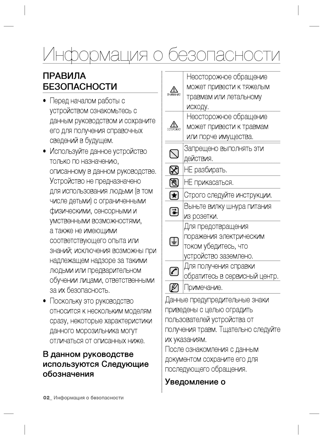 Samsung RZ80EEIS1/XEO, RZ80FHIS1/XEO manual Информация о безопасности, Правила Безопасности 