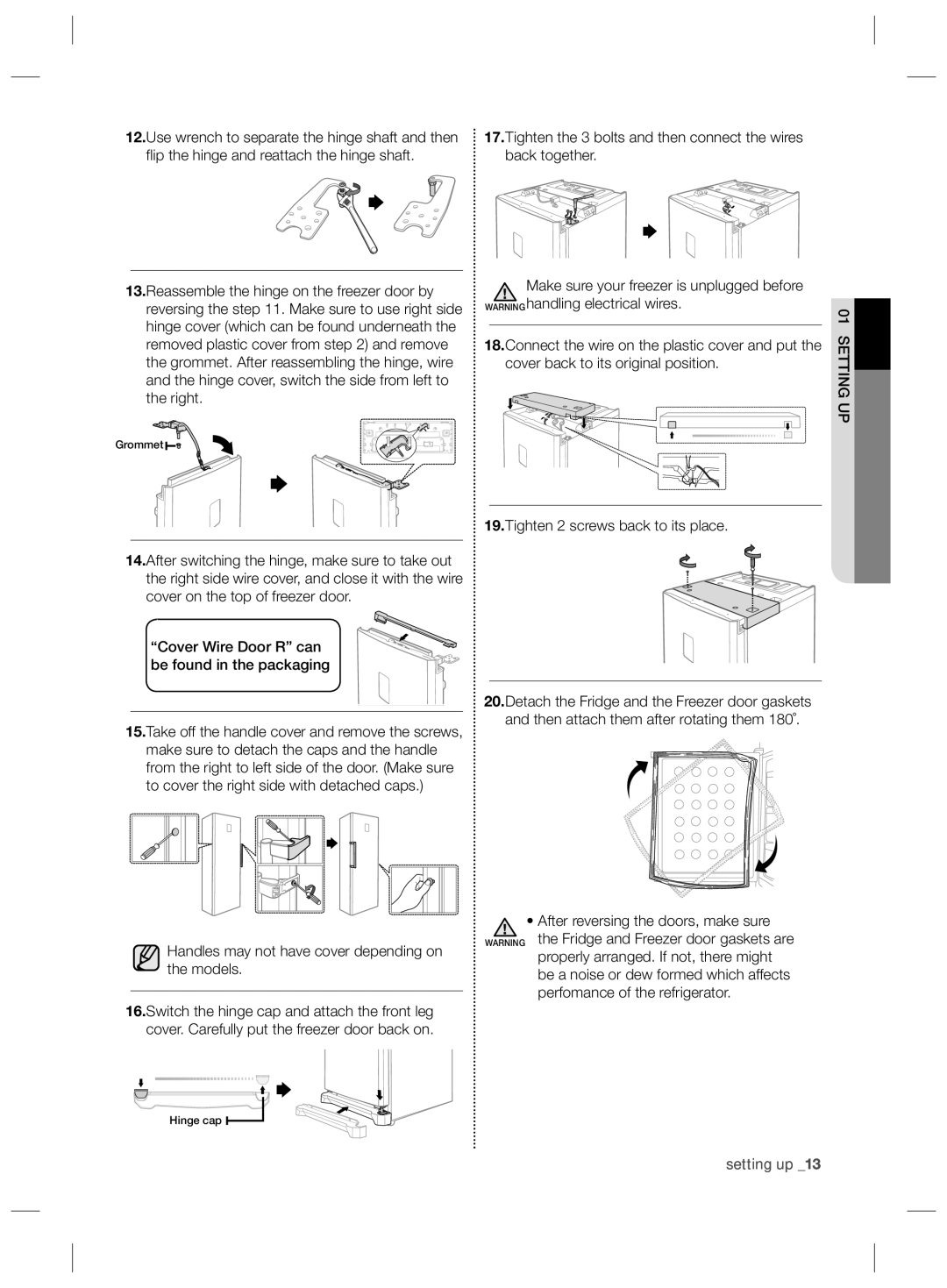 Samsung RZ80FHIS1/XEO, RZ80EEIS1/XEO manual Handles may not have cover depending on the models 