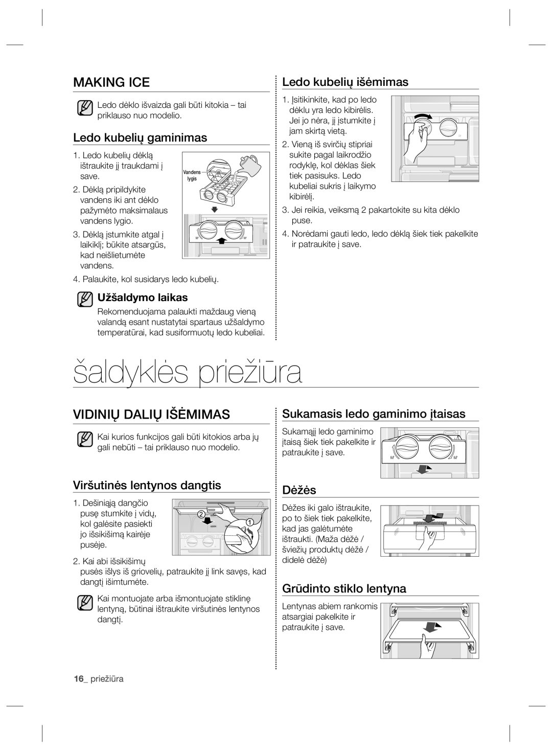 Samsung RZ80EEIS1/XEO, RZ80FHIS1/XEO manual Šaldyklės priežiūra, Vidinių Dalių Išėmimas 