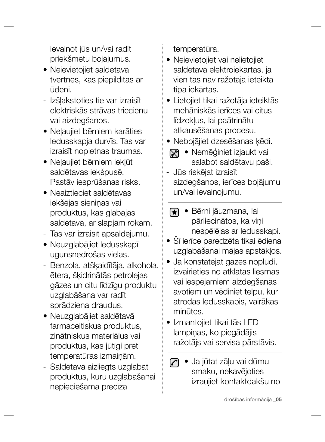 Samsung RZ80FHIS1/XEO, RZ80EEIS1/XEO manual Drošības informācija 