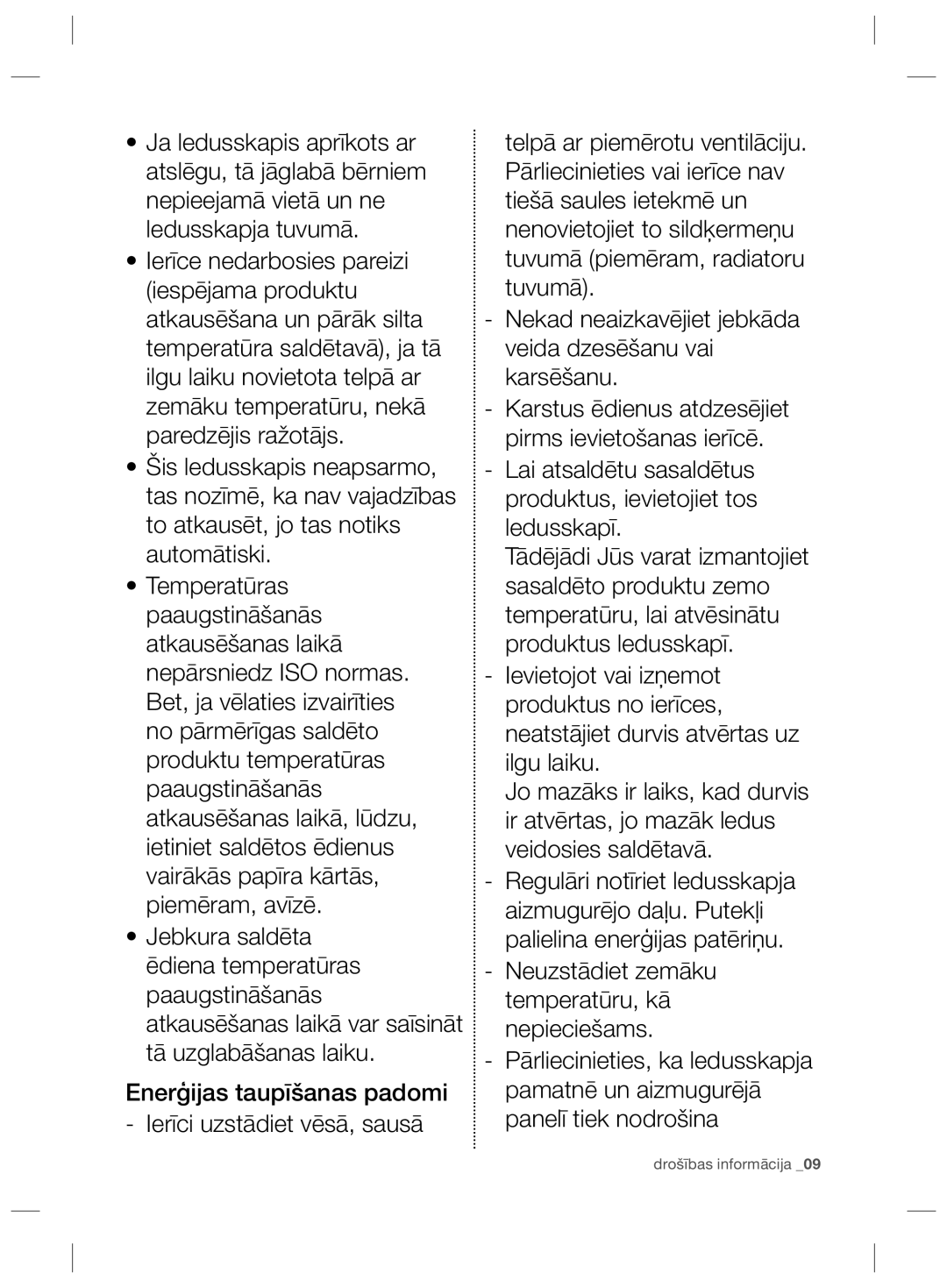 Samsung RZ80FHIS1/XEO, RZ80EEIS1/XEO manual Drošības informācija 