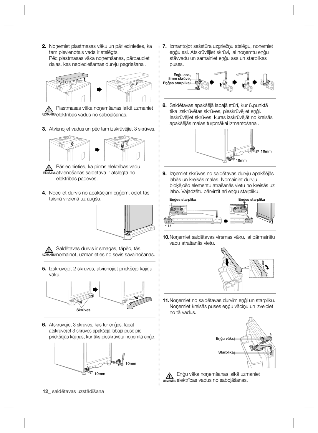 Samsung RZ80EEIS1/XEO, RZ80FHIS1/XEO manual Eņģu ass 8mm skrūve Eņģes starplika 