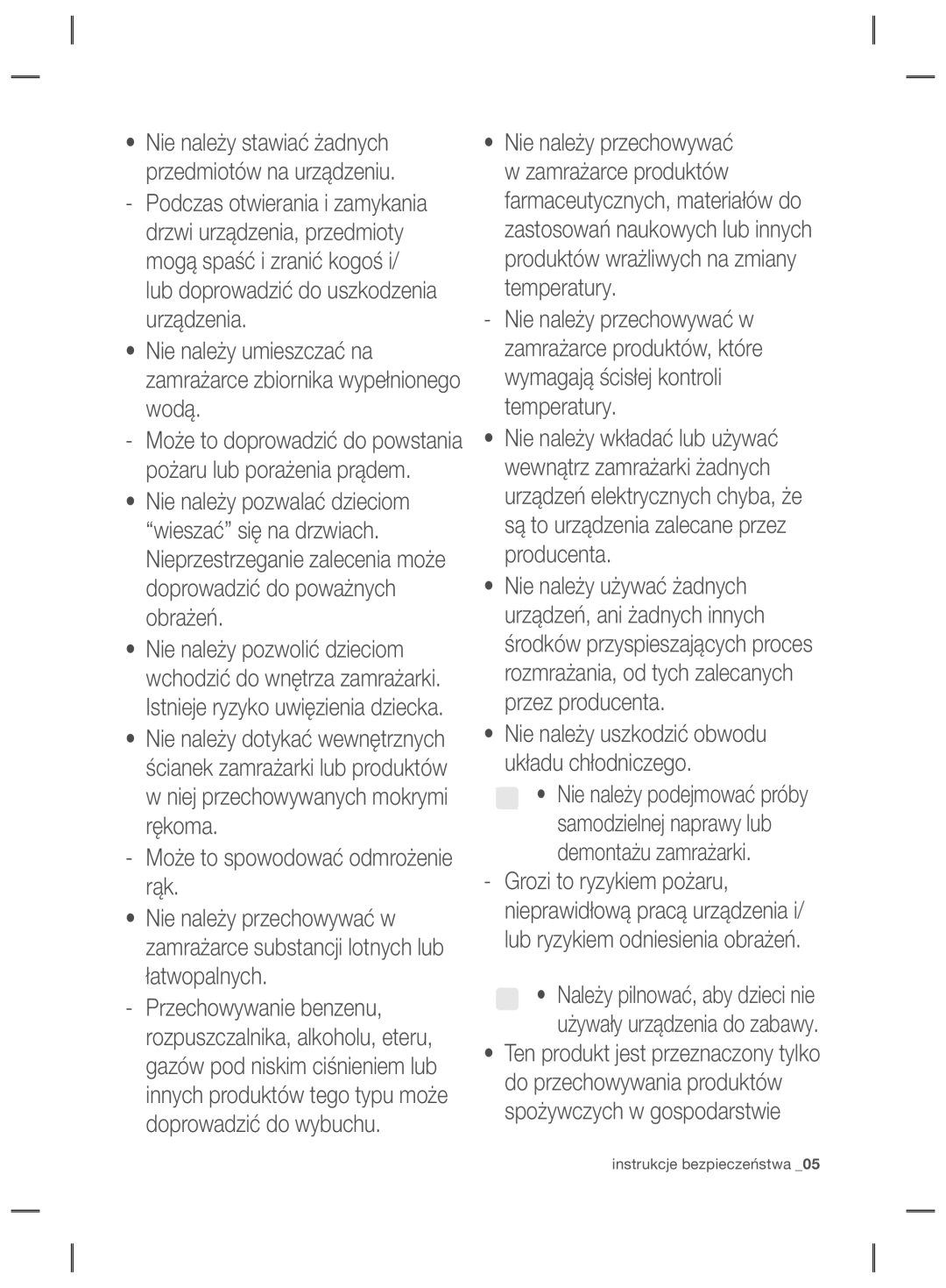 Samsung RZ80FHIS1/XEO, RZ80EEIS1/XEO manual Nie należy stawiać żadnych przedmiotów na urządzeniu 