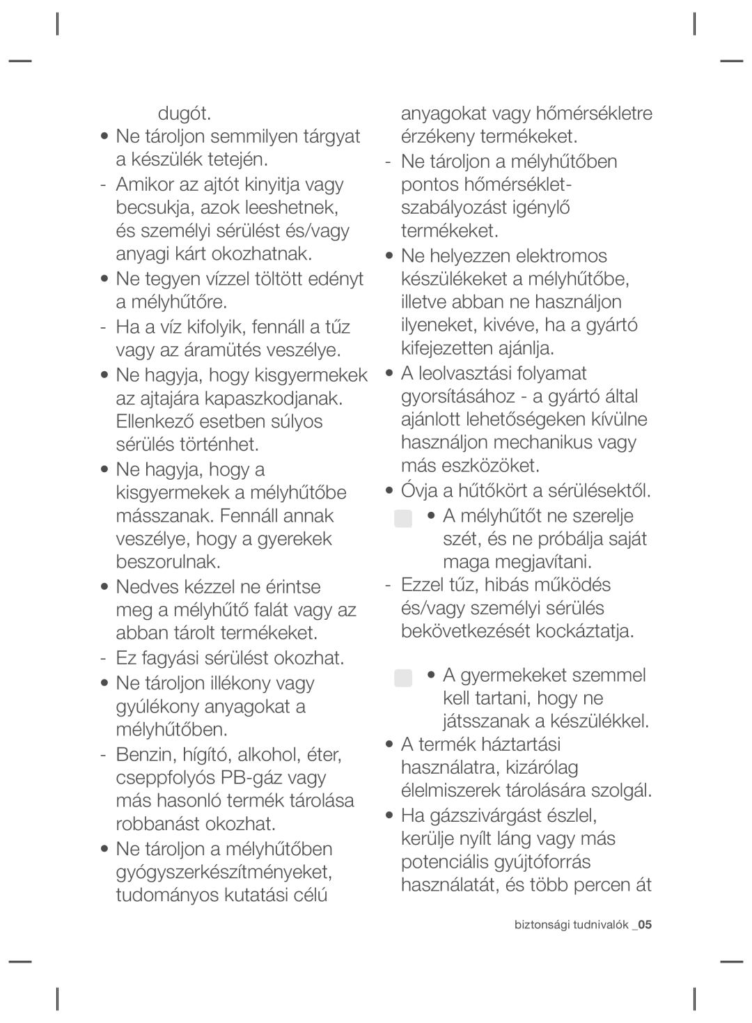 Samsung RZ80FHIS1/XEO, RZ80EEIS1/XEO manual Biztonsági tudnivalók 