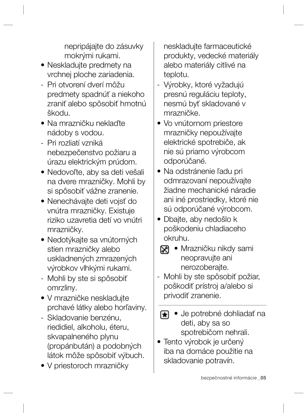 Samsung RZ80FHIS1/XEO, RZ80EEIS1/XEO manual Bezpečnostné informácie 