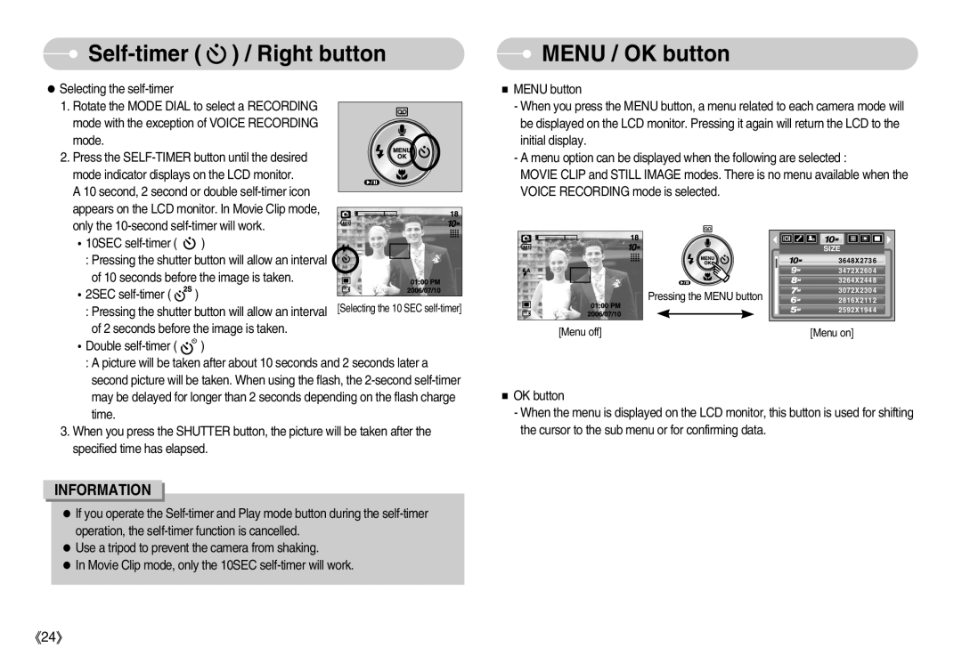 Samsung S1000 user manual Menu / OK button 