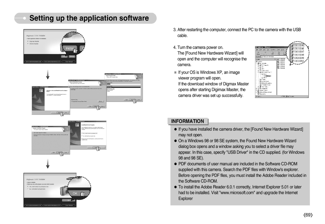 Samsung S1000 user manual Setting up the application software 