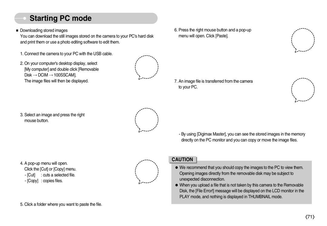 Samsung S1000 user manual Starting PC mode 