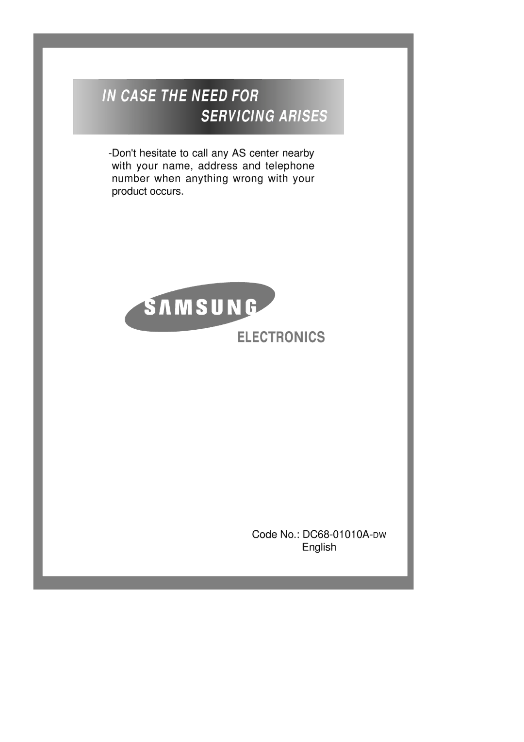 Samsung S1005J, S1003J, S803J, S805J manual Case the Need for Servicing Arises 