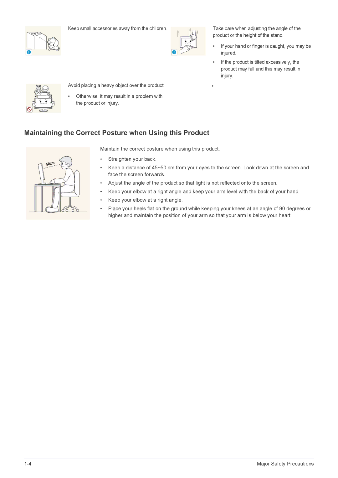 Samsung S19A10N user manual Maintaining the Correct Posture when Using this Product 