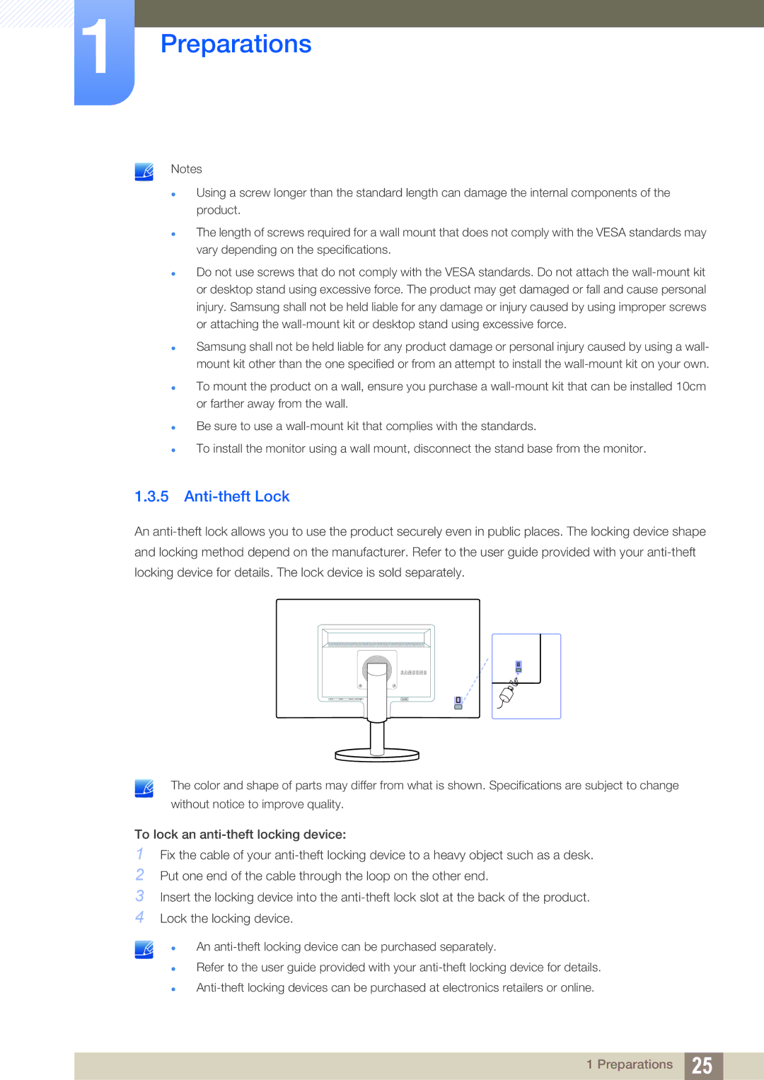 Samsung S19B420M, S19B420BW, S24B420BW, S22B420BW user manual Anti-theft Lock 